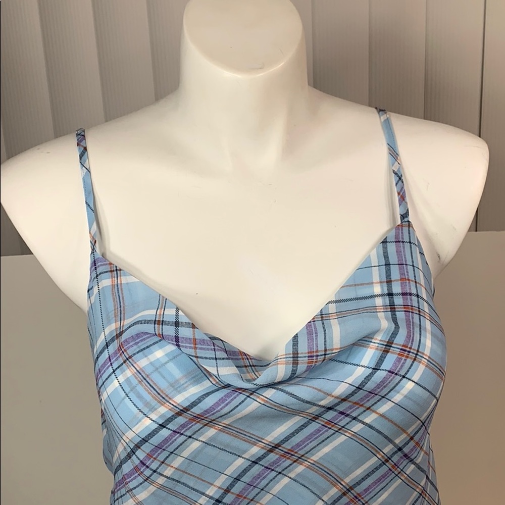 NWOT Lulu’s Blue Plaid cropped Tank Top MEDIUM - Picture 4 of 7